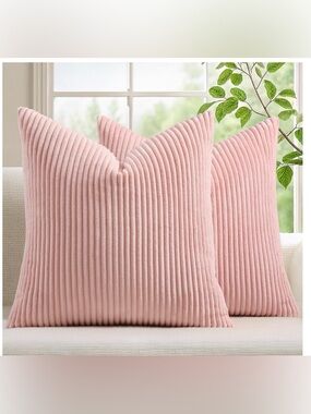 Mecatny Corduroy Decorative Throw Pillow Covers 26x26 Set Of 2